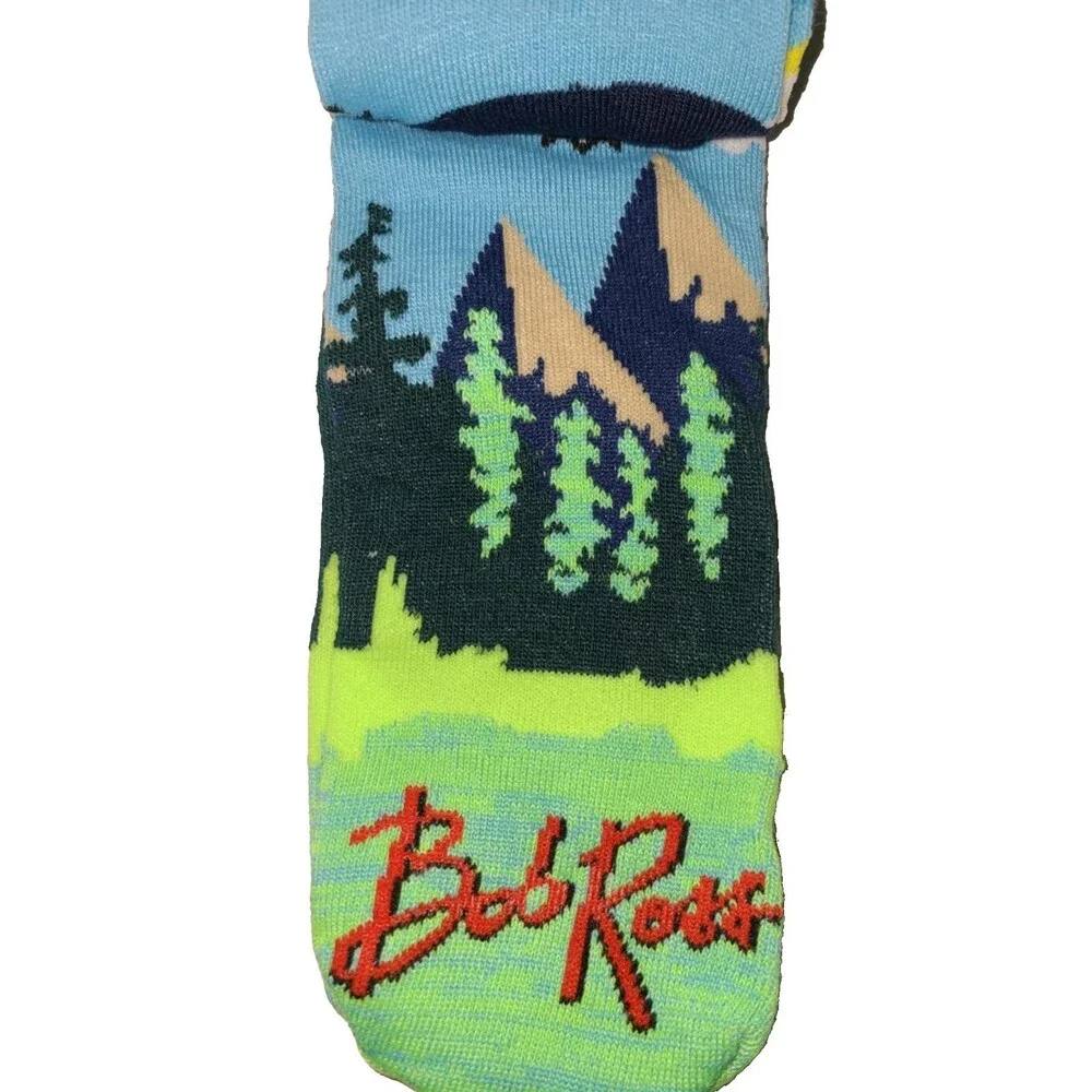 Bob Ross Socks 2 Pairs NIB NEW Happy Little Clouds Unisex Men 8-12 Women 9-14